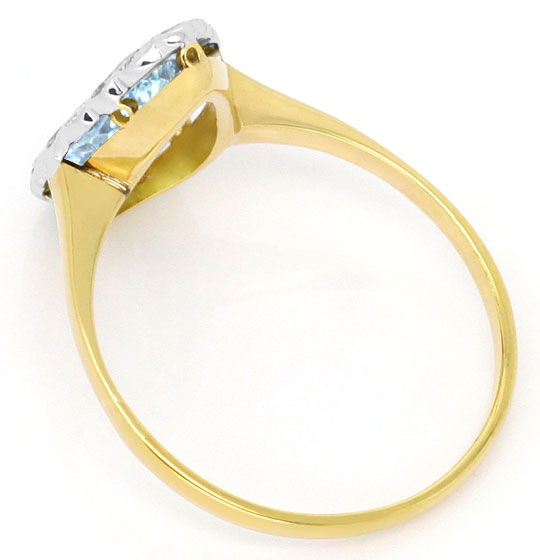 Foto 3 - Platin-Gold-Diamanten-Ring Aquamarin Tropfen, Millgriff, S4289